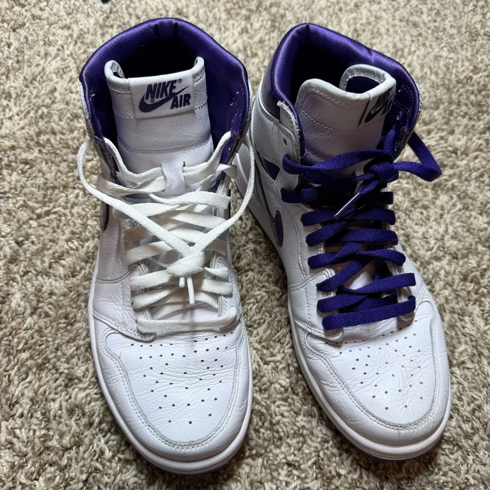 Nike Women's Air Jordan 1 Retro High OG White Court Purple Sneaker